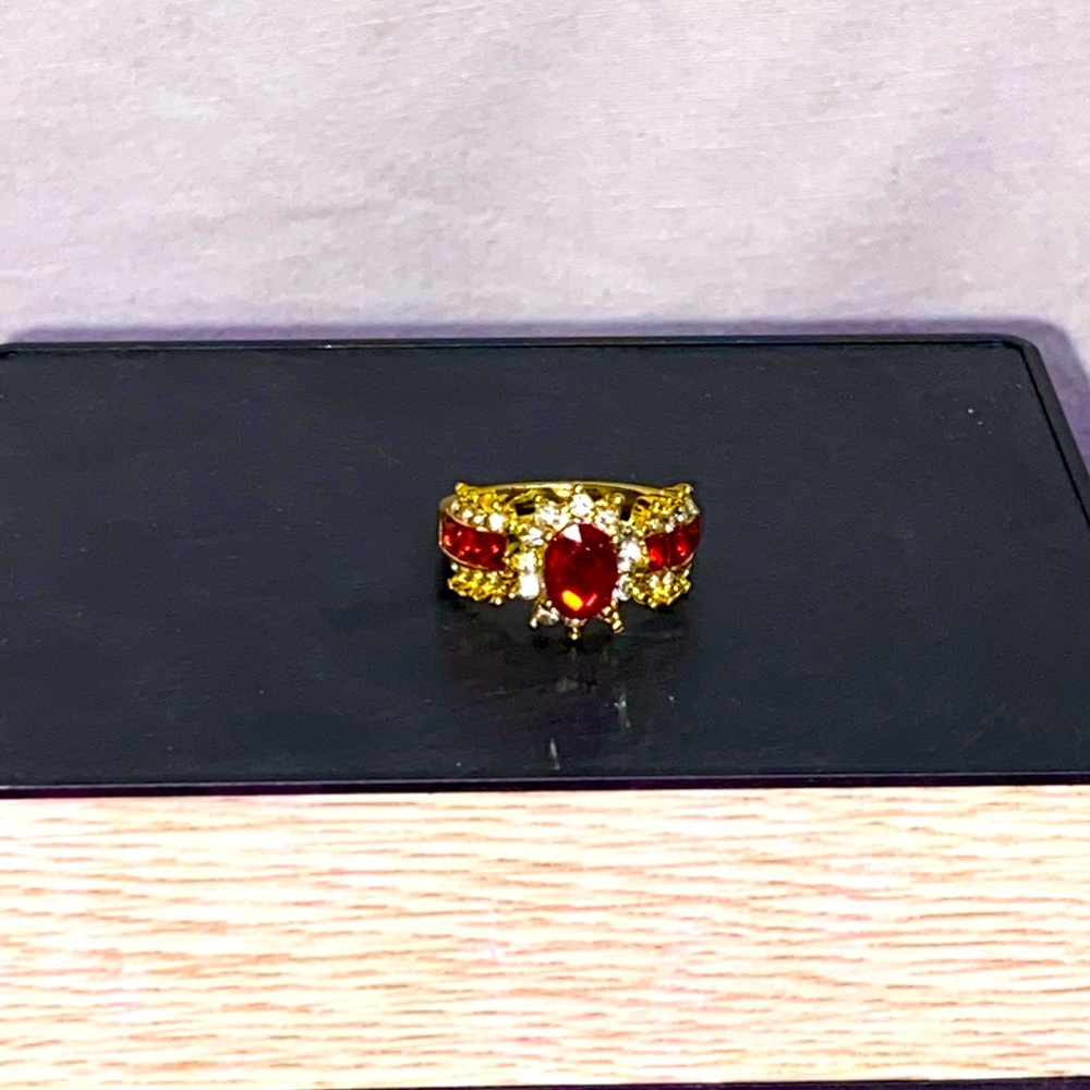 beautiful red ruby 14ct gold plated